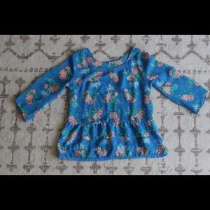 Girls Blue Floral Mudd Blouse